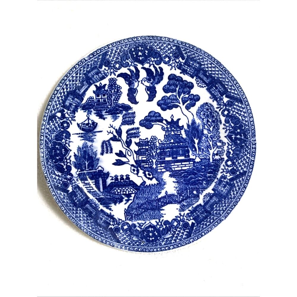 Bread Plate 6” Blue Willow Porcelain Made In Japan EUC